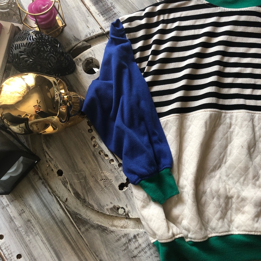 Vintage Colorblock Striped Pullover